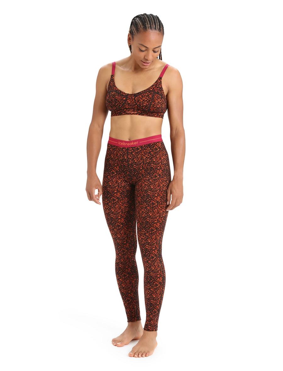 Base Layers Icebreaker Merino 200 Oasis Leggings Lichen Femme Noir Rose | FR 1842LISH